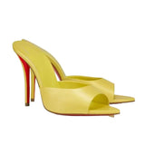 Louboutin-style red bottom shoes cmexport pointed toe cl high heels red super high heel women's stiletto open toe half drag red bottom sandals