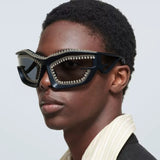 Trendy punk glasses y2kretro metal chain