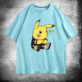 Men and Women Pokemon Pikachu T Shirt Cotton Short Sleeve T-shirt