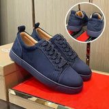 Louboutin-style red bottom shoes european station export model: cl red bottom studded shoes embroider men's sneakers black casualcouple model