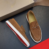Louboutin-style red bottom shoes european station red bottom soft leather pedals fashion business loafers can clexport rivet men's shoes