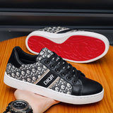 Louboutin-style red bottom shoes casual sneakers d full print color matching skateboard shoes abrasion resistantmen shoes red bottom fashioneasiest for match breathable canvas shoes