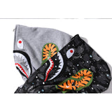 Shark Print Jacket Shark Head Luminous Starry Sky Double Hood Sweater Men And Women Zipper Fleece Padded Coat