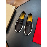 Louboutin-style red bottom shoes spring clmen genuine leather loafers flats slip-on casual shoes fashionable work clothing men's shoes
