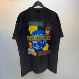 SAINT MICHAEL Vintage T Shirt Direct Spray Washing Water Old Short Sleeve