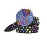 Hip-hop punk rhinestone belt earth buckle alloy pin buckle
