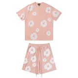 Denim Tears Outfit: T Shirt/Shorts (Separate Purchase Options) Puff Print Short Sleeve T-shirt Loose Couple Shorts Suit