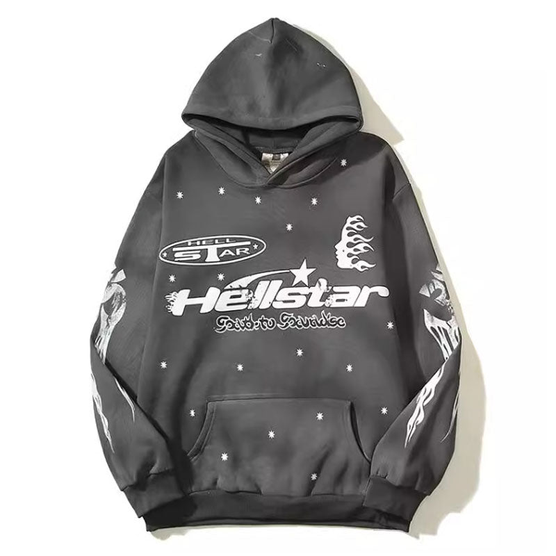 HS Hoodie Loose Retro Distressed Words