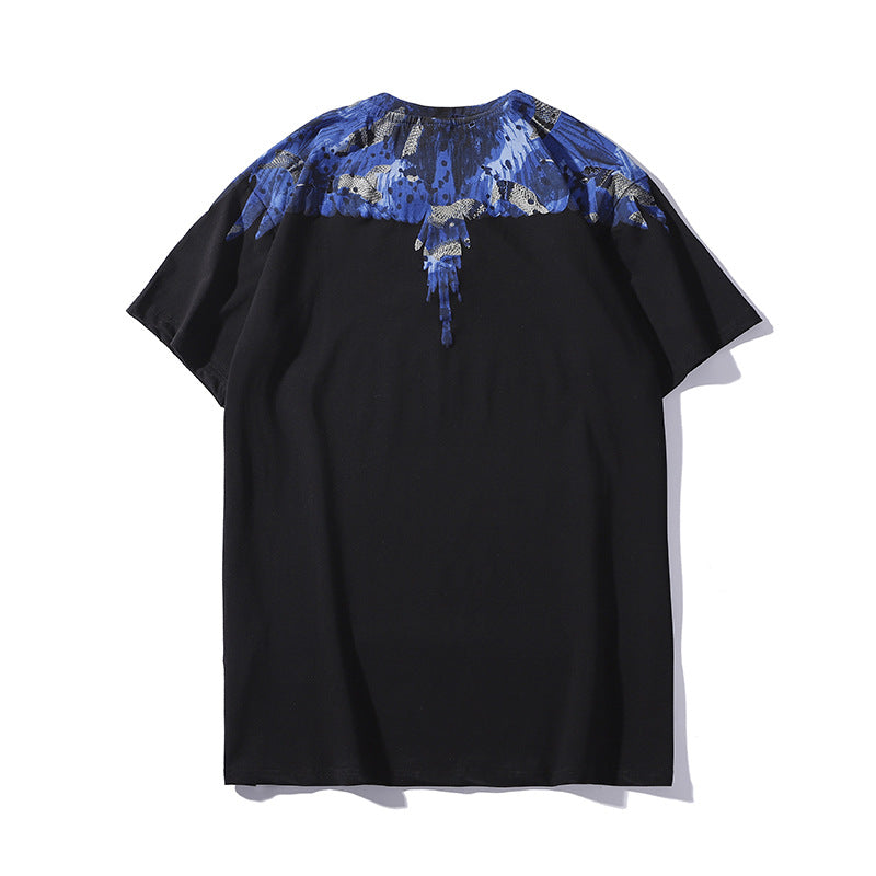 Marcelo Burlon T Shirt MB Blue Wings Men's and Women's Same Hip Hop Pure Cotton