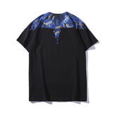 Marcelo Burlon T Shirt MB Blue Wings Men's and Women's Same Hip Hop Pure Cotton