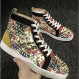Louboutin-style red bottom shoes cl red bottom shoes european station export men's shoes rivet sneakers trendyflats breathable willow couple style