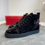Louboutin-style red bottom shoes wintercl red bottom rivetsexport high-top sneakers tie back round toe cow suede casual shoes