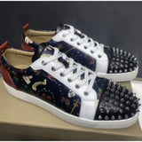 Louboutin-style red bottom shoes cl red bottom shoes european station export men's shoes rivet sneakers trendyflats breathable willow couple style
