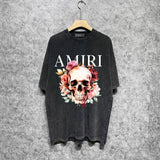 Amiri washed t-shirt flower skull short sleeve