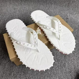 Louboutin-style red bottom shoes cl popular in stock red bottom rivets non-slip flat bottom flat heel flip-flops beach flip-flops outdoor couple factory wholesale