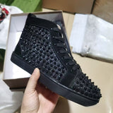 Louboutin-style red bottom shoes european clexport red bottom shoes black velvet studs high-top rivet shoes diamond shoes trendyeasiest for match sneakers