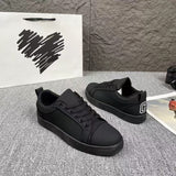 Louboutin-style red bottom shoes cl red bottom spring men's shoes fashion sneakers low anklek-style trendy black warrior shoes men's soft bottom casual black shoes