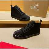 Louboutin-style red bottom shoes spring autum red bottom cl european station k-style british casual small black shoes good men's spike shoes