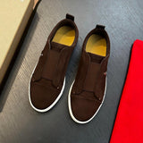 Louboutin-style red bottom shoes clmen genuine leather slip-on sneakers fashioncasual loafers breathable abrasion resistantwork clothing men's shoes