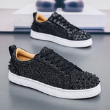 Louboutin-style red bottom shoes european station red bottom mencasual studded sneakers fashion hot diamond spirit guy trendy men's shoes