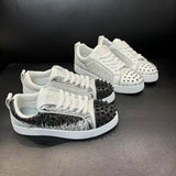 Louboutin-style red bottom shoes export europe station cl red bottom shoes electric embroidery low top high top men's shoes red bottom couple trendy rivets casualtie back