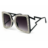 Trendy punk glasses diamond square frame uv protection