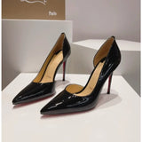 Louboutin-style red bottom shoes fashionclassy style side empty cl red bottom side empty high heels sexy pointed toe flats single shoes stiletto shoes women's shoes