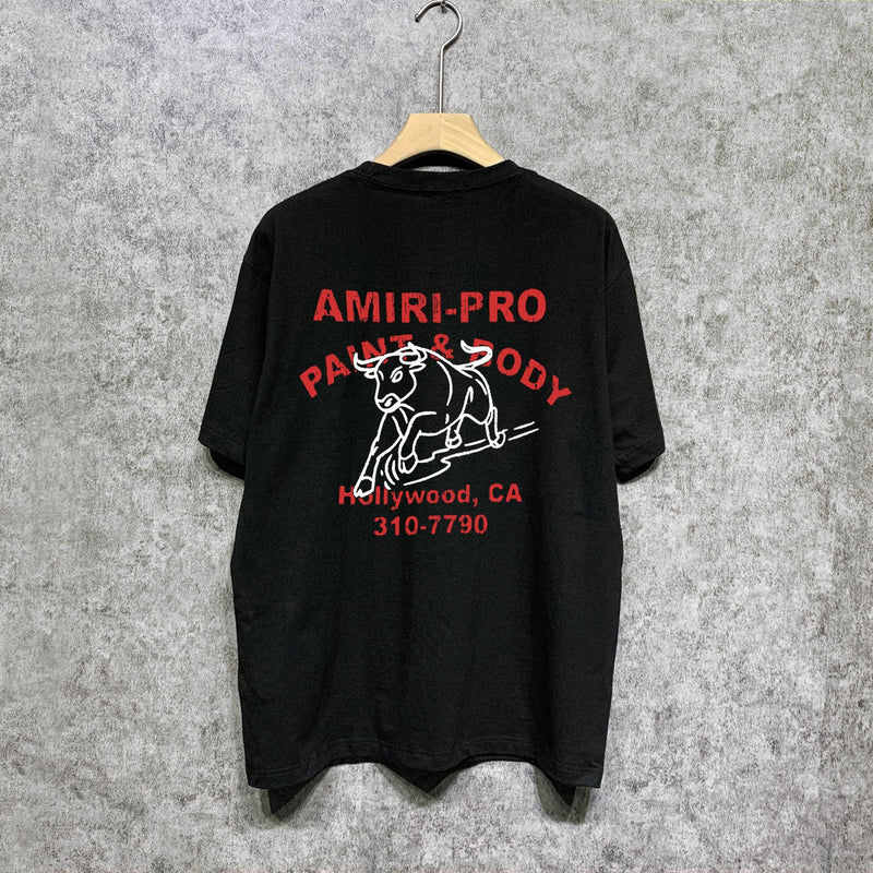 Amiri t shirts bull printing short sleeve