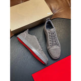 Louboutin-style red bottom shoes men's genuine leather patchwork sneakers cl rivet decoration trendy low-top casual shoes multi-color exporttie back sneakers