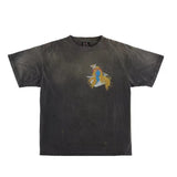 Men Vintage T-Shirts Vintage Washed Old Graffiti Loose Crew Neck Short Sleeves