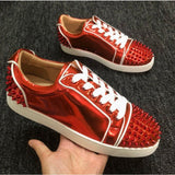 Louboutin-style red bottom shoes, popular european station cl red bottom shoes, electric embroidery style, low-top high-top men's shoes, red bottom couple, trendy rivets, casualtie back