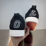 Louboutin-style red bottom shoes cl red bottom spring men's shoes fashion sneakers low anklek-style trendy black warrior shoes men's soft bottom casual black shoes