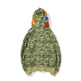 Shark Print Hoodie Color Pink Blue Green Camouflage Printed Hoodie Coat