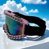 Trendy punk glasses diamond chain