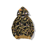 Shark Print Jacket Autumn And Winter Camouflage Men'S And Women'S Casual Camouflage Thin Sweater Baggy Coat