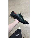Louboutin-style red bottom shoes embroidered shoes fashioneasiest for matchcasual business thick sole glossy gentleman leather shoes red bottom wedding cl men's shoes