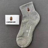 Bape Socks Embroidered Socks Black and White Grey