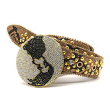 Hip-hop punk rhinestone belt earth round buckle punk style