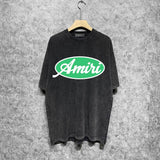 Amiri washed t-shirt oval letter short sleeve