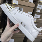 Louboutin-style red bottom shoes, popular european station cl red bottom shoes, electric embroidery style, low-top high-top men's shoes, red bottom couple, trendy rivets, casualtie back