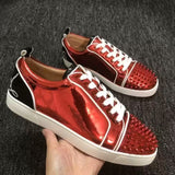Louboutin-style red bottom shoes cl men's shoes electric embroidered red bottom white shoes breathable sneakers men's shoes flatscasual shoes crescent shoes
