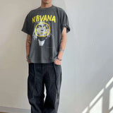 Men Vintage T-Shirts vintage Nirvana Koben print vintage washed old short sleeves