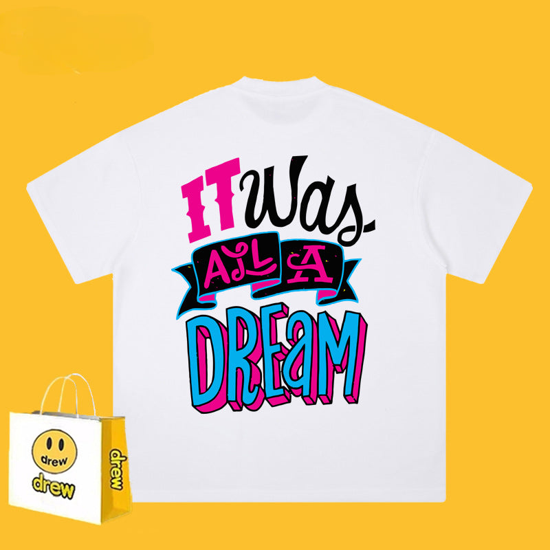 Drew T Shirts Smiley Face Printing Couple High Street