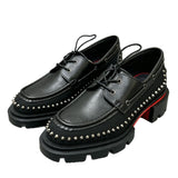 Louboutin-style red bottom shoes cl punk style rivets thick sole sailboat shoes men's patchwork leather tie backworkwear red bottom height increasing shoes