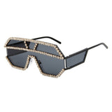 Trendy punk glasses one-piece rhinestones