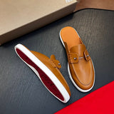 Louboutin-style red bottom shoes: original standard original box top version cl handmade genuine leather shoes mencasual shoes slip-on beanie shoes red bottom loafers