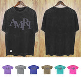 Amiri washed t-shirt all gray letterprinting short sleeves