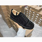 Louboutin-style red bottom shoes, popular european station cl red bottom shoes, electric embroidery style, low-top high-top men's shoes, red bottom couple, trendy rivets, casualtie back