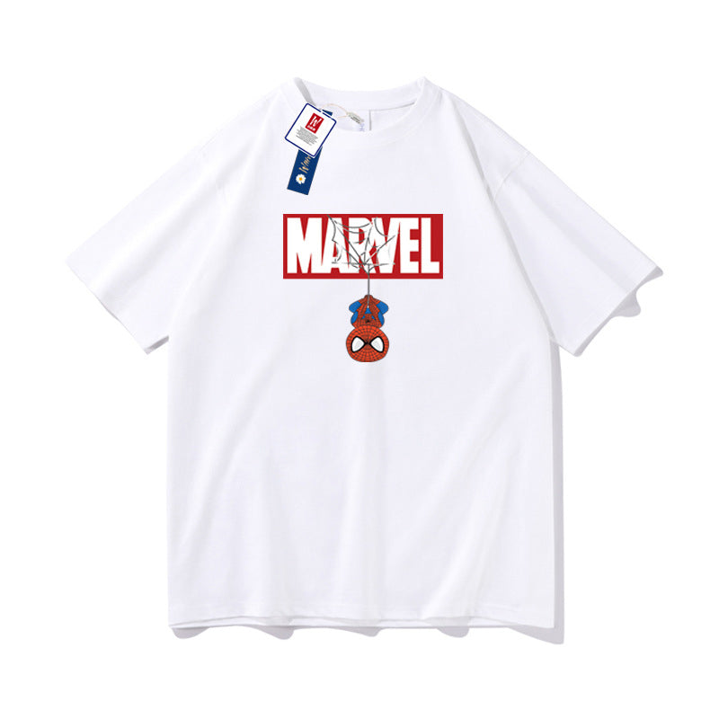 Marvel T Shirt Spider-Man Summer Short-Sleeved T-shirt Men's Loose Cotton
