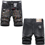 DSQ2 Short Jeans Ripped Patch Slim-fit Stretch Denim Shorts